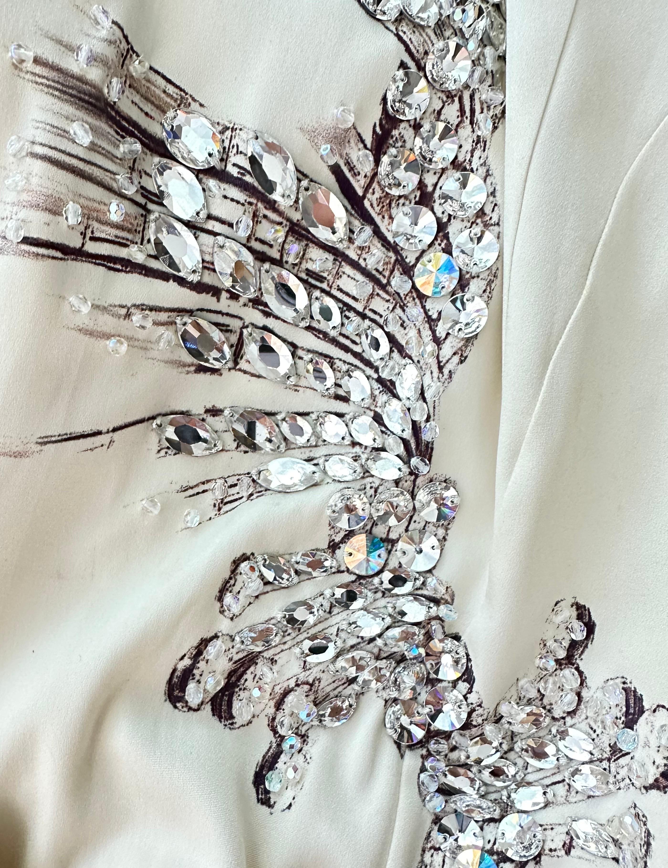 Roberto Cavalli F/W 2002 Runway Crystal Embellished Train Evening Dress Gown 11