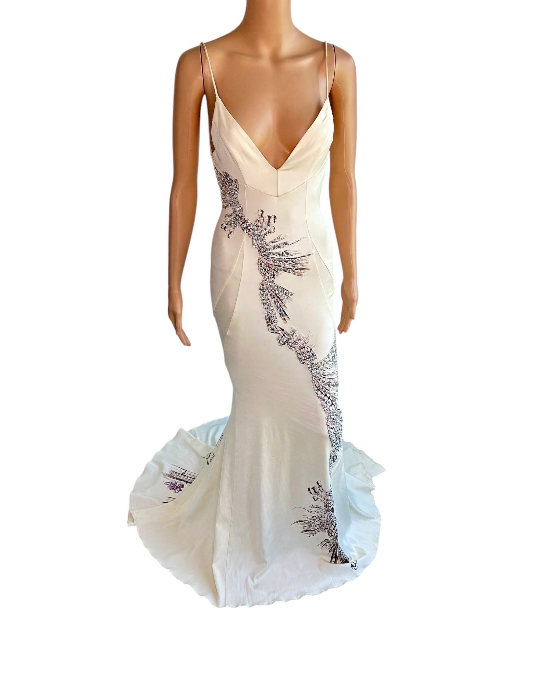 Roberto Cavalli F/W 2002 Runway Crystal Embellished Train Evening Dress Gown 1