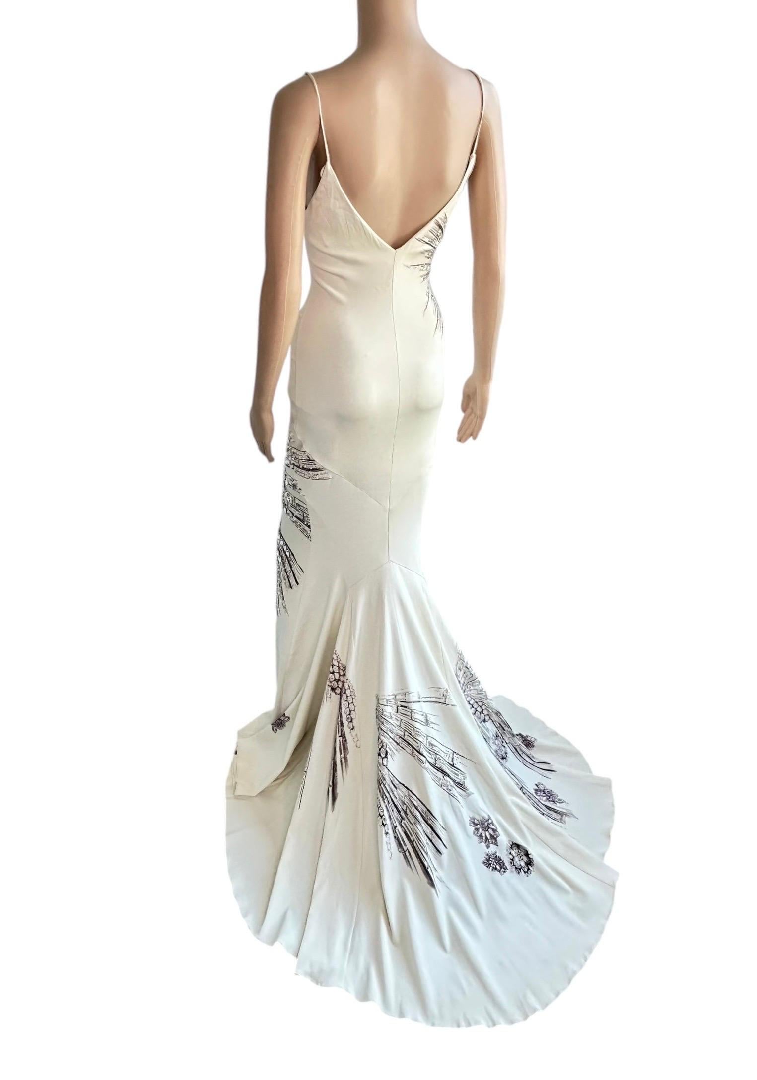 Roberto Cavalli F/W 2002 Runway Crystal Embellished Train Evening Dress Gown 2