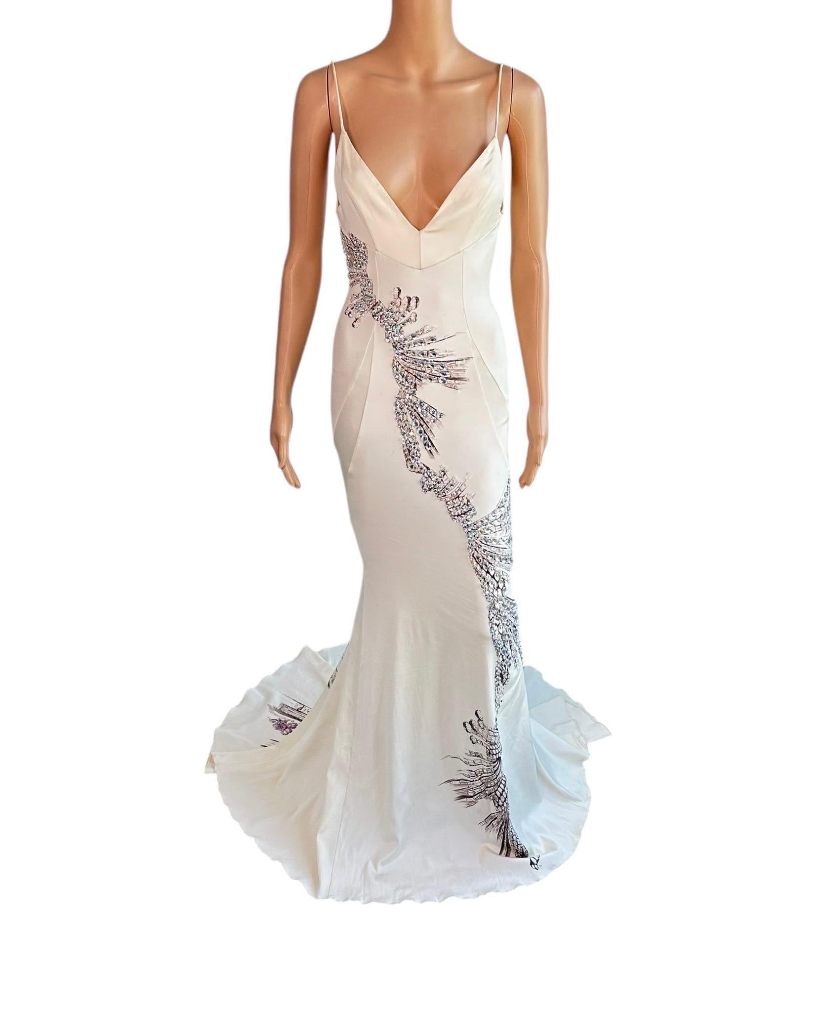 Roberto Cavalli F/W 2002 Runway Crystal Embellished Train Evening Dress Gown 3