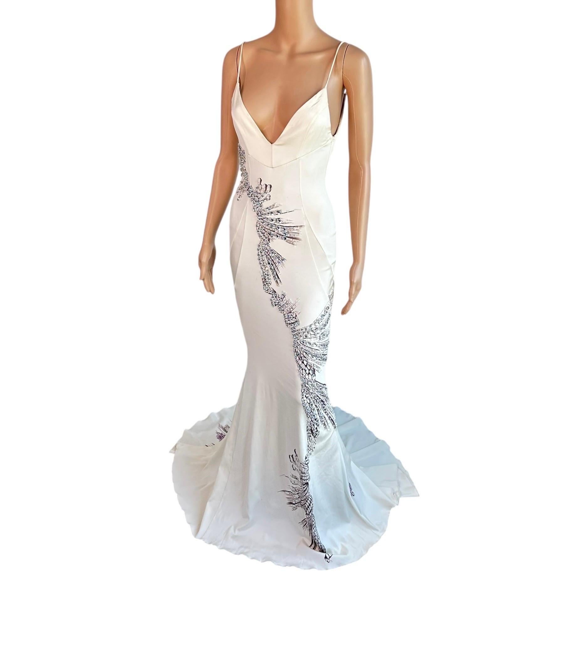 Roberto Cavalli F/W 2002 Runway Crystal Embellished Train Evening Dress Gown 4