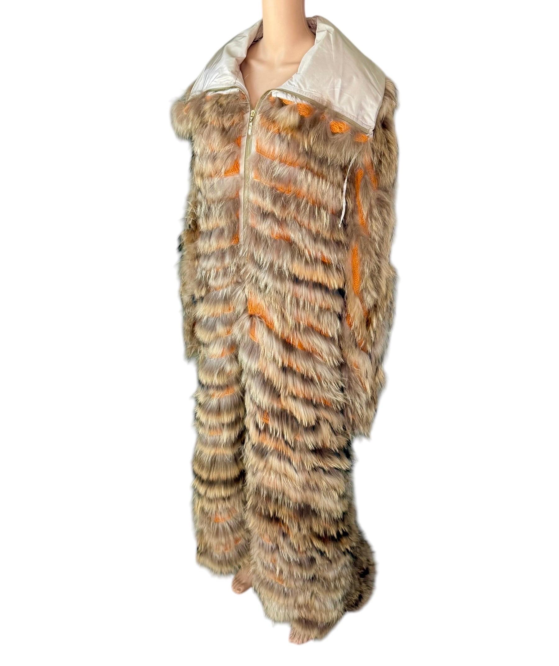 Roberto Cavalli A/I 2002 Passerella Non Indossato Colletto Completo Cerniera Maglia Pelliccia in vendita 8