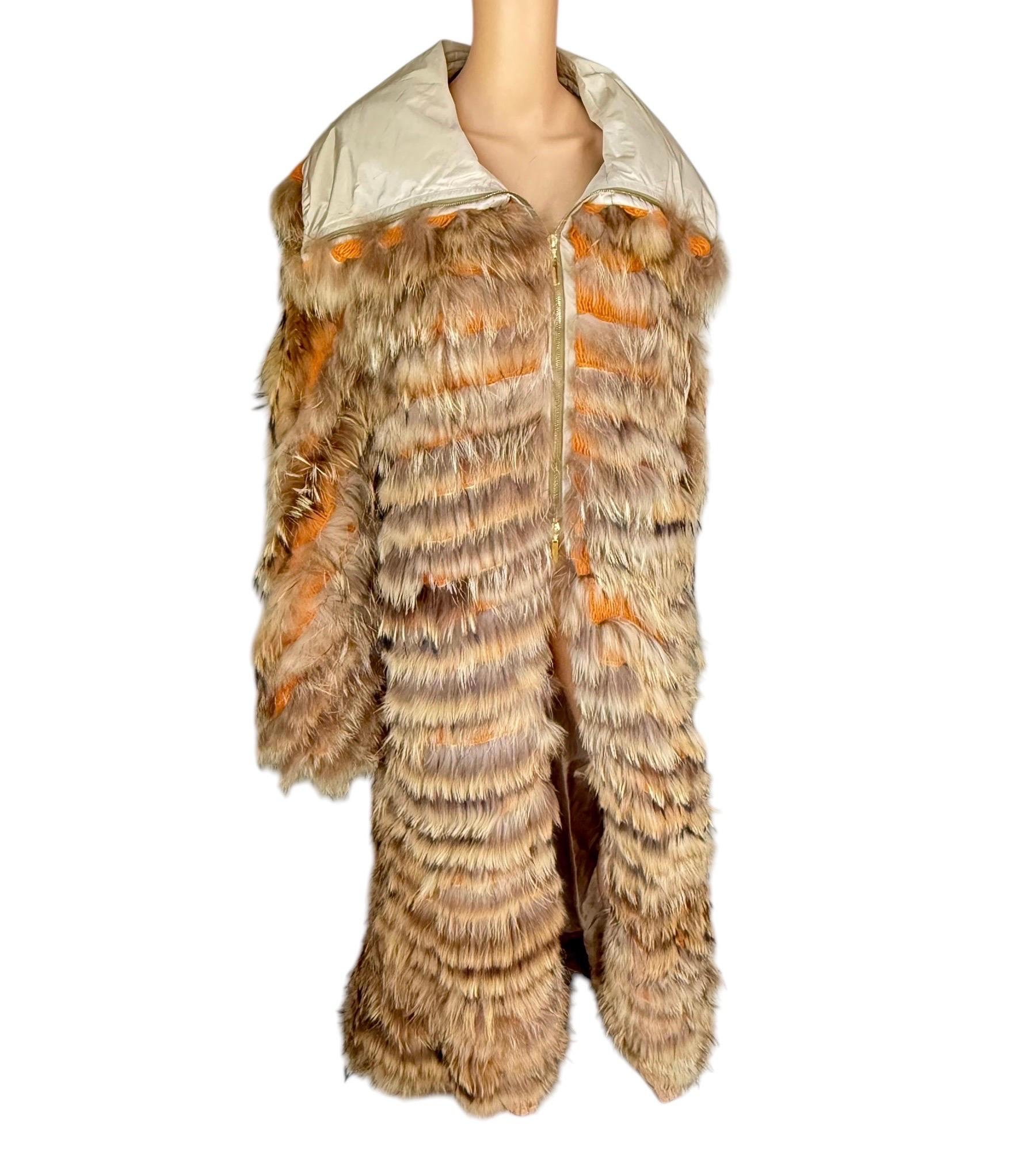 Marrone Roberto Cavalli A/I 2002 Passerella Non Indossato Colletto Completo Cerniera Maglia Pelliccia in vendita
