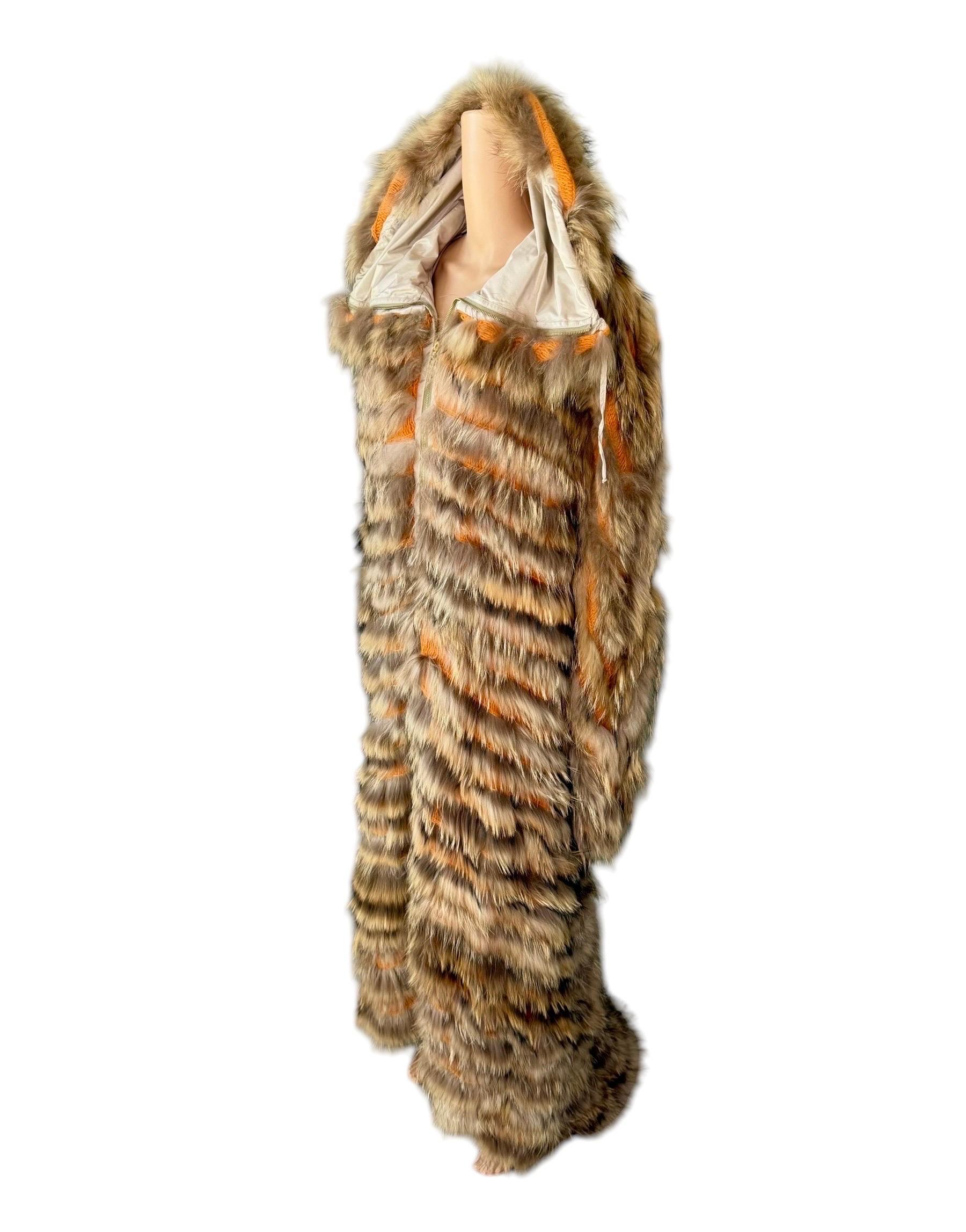 Donna Roberto Cavalli A/I 2002 Passerella Non Indossato Colletto Completo Cerniera Maglia Pelliccia in vendita