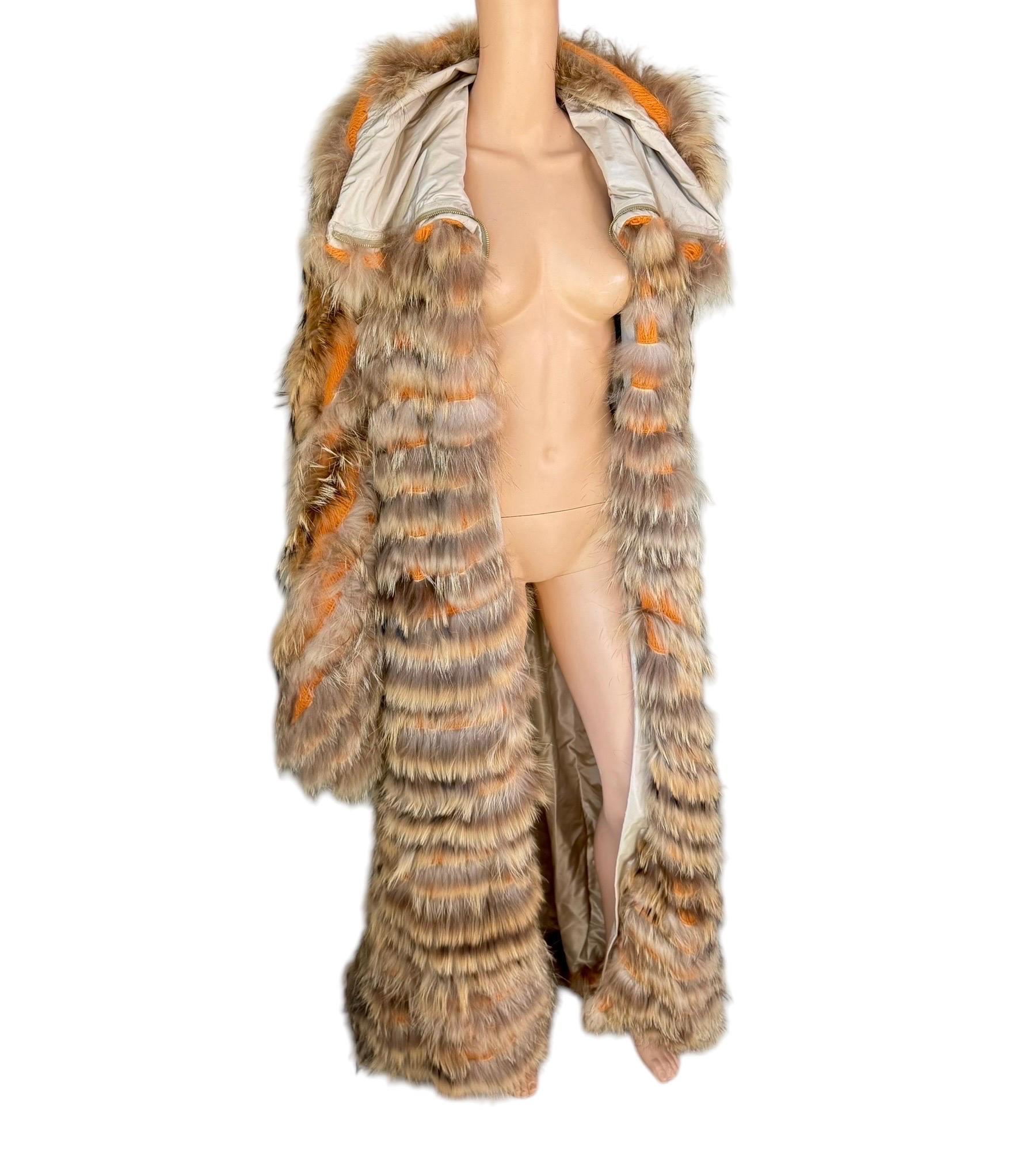 Roberto Cavalli A/I 2002 Passerella Non Indossato Colletto Completo Cerniera Maglia Pelliccia in vendita 1