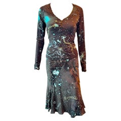 Roberto Cavalli F/W 2003 Constellation Astrology Print Skirt and Top 2 Piece Set