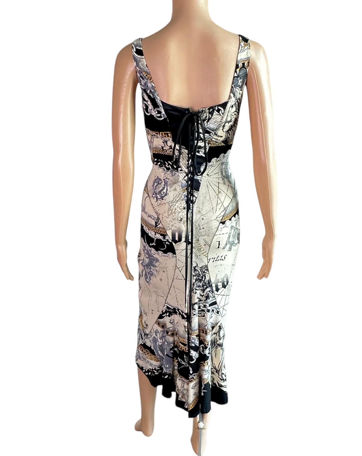 Roberto Cavalli F/W 2003 Unworn Corset Lace Up Costellation Print Silk Dress For Sale 5