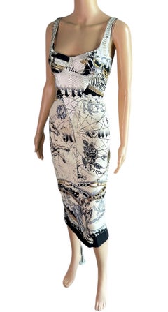 Roberto Cavalli F/W 2003 Unworn Corset Lace Up Costellation Print Silk Dress