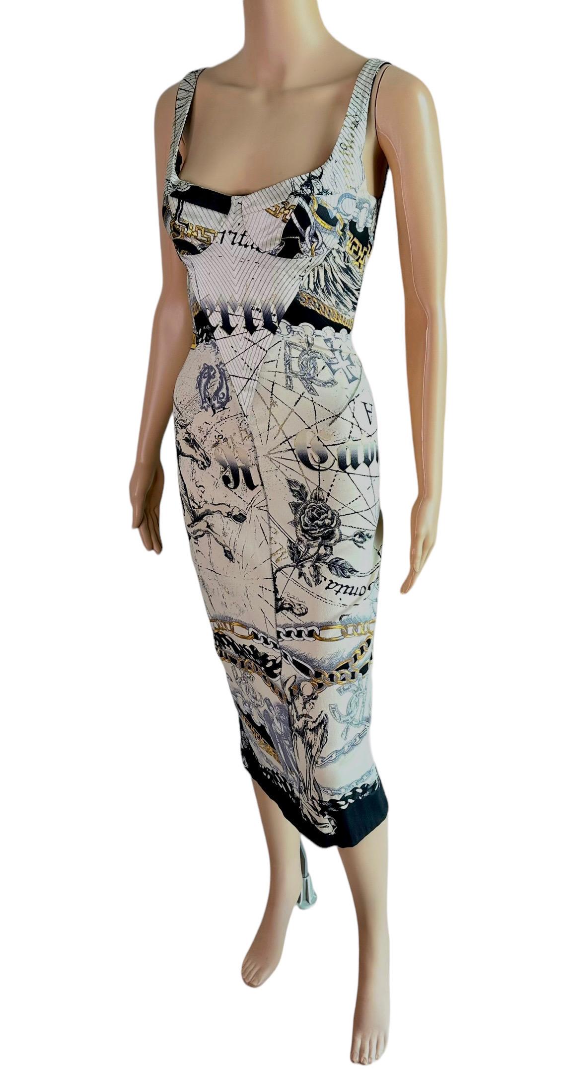 Roberto Cavalli F/W 2003 Unworn Corset Lace Up Costellation Print Silk Dress For Sale 1