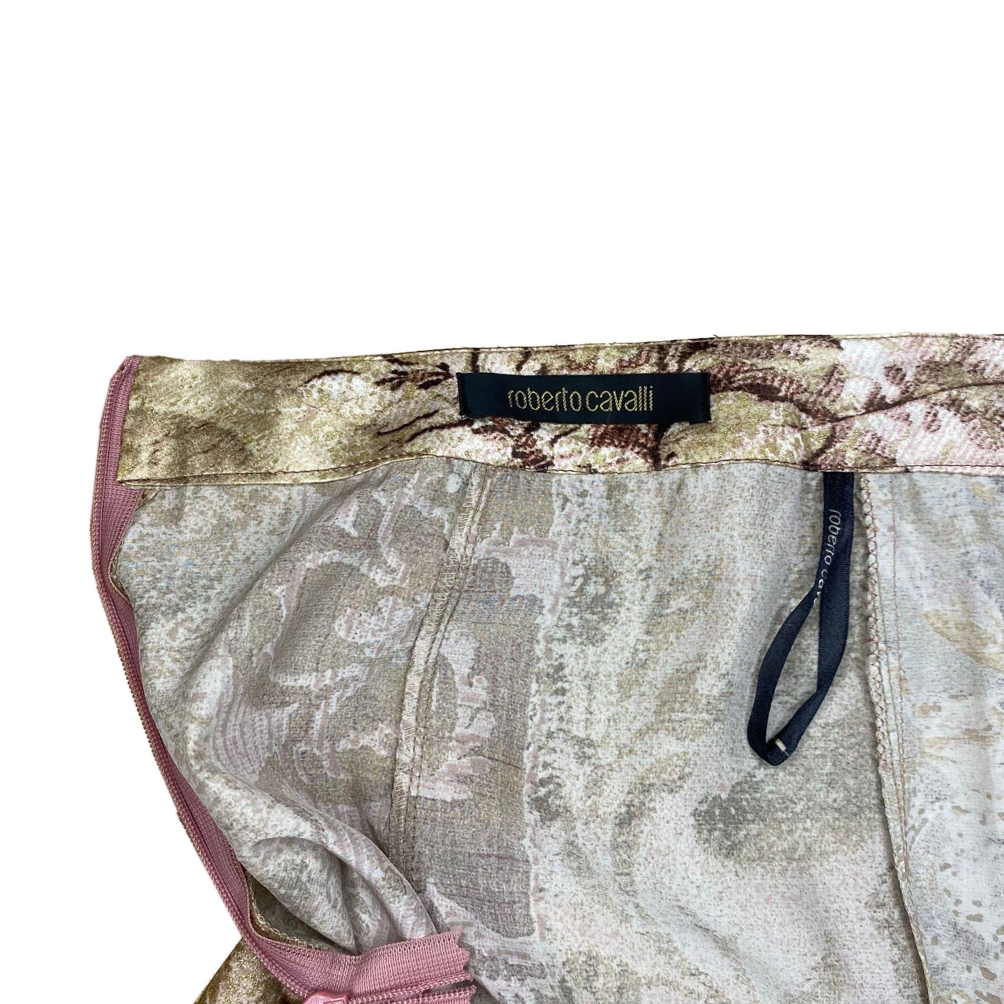 Brown Roberto Cavalli F/W 2004 brocade patchwork skirt