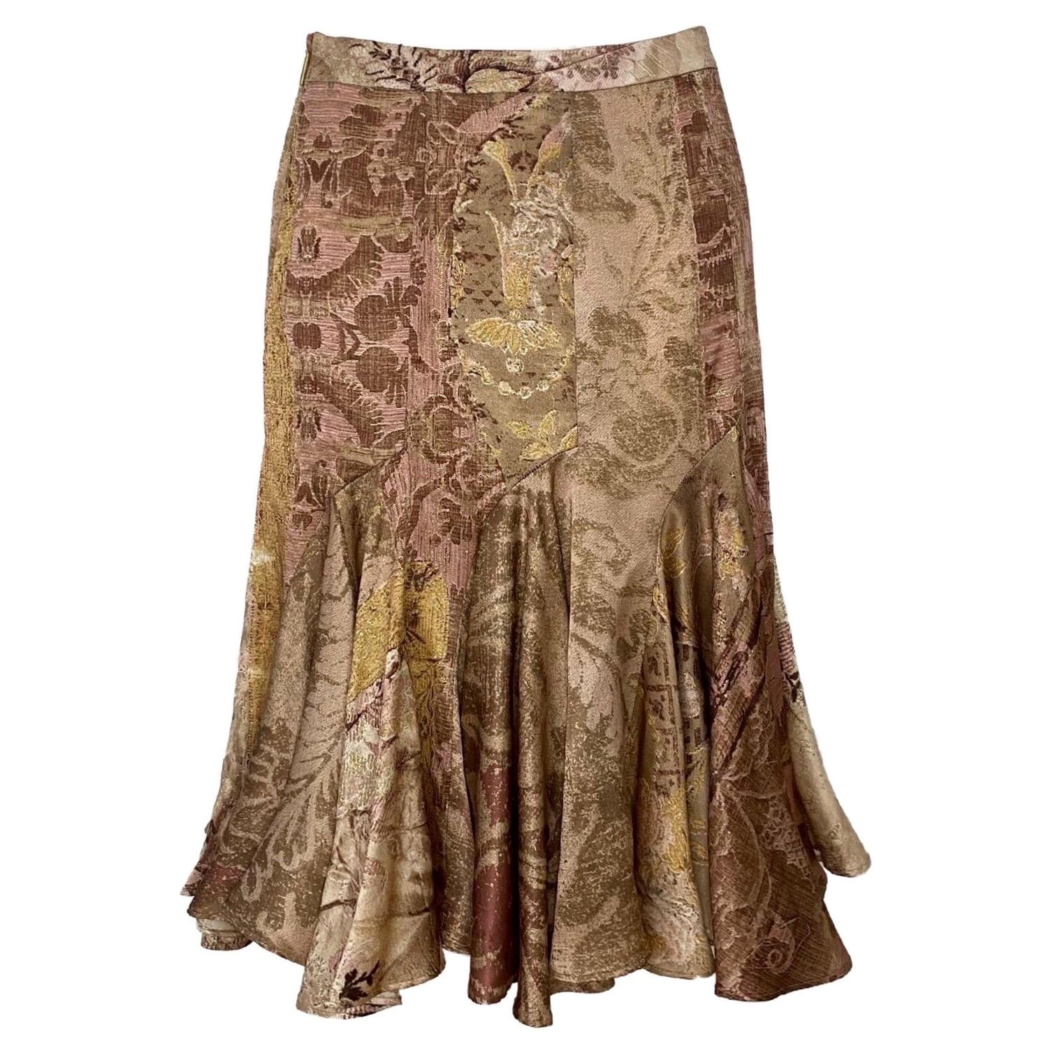 Roberto Cavalli F/W 2004 brocade patchwork skirt