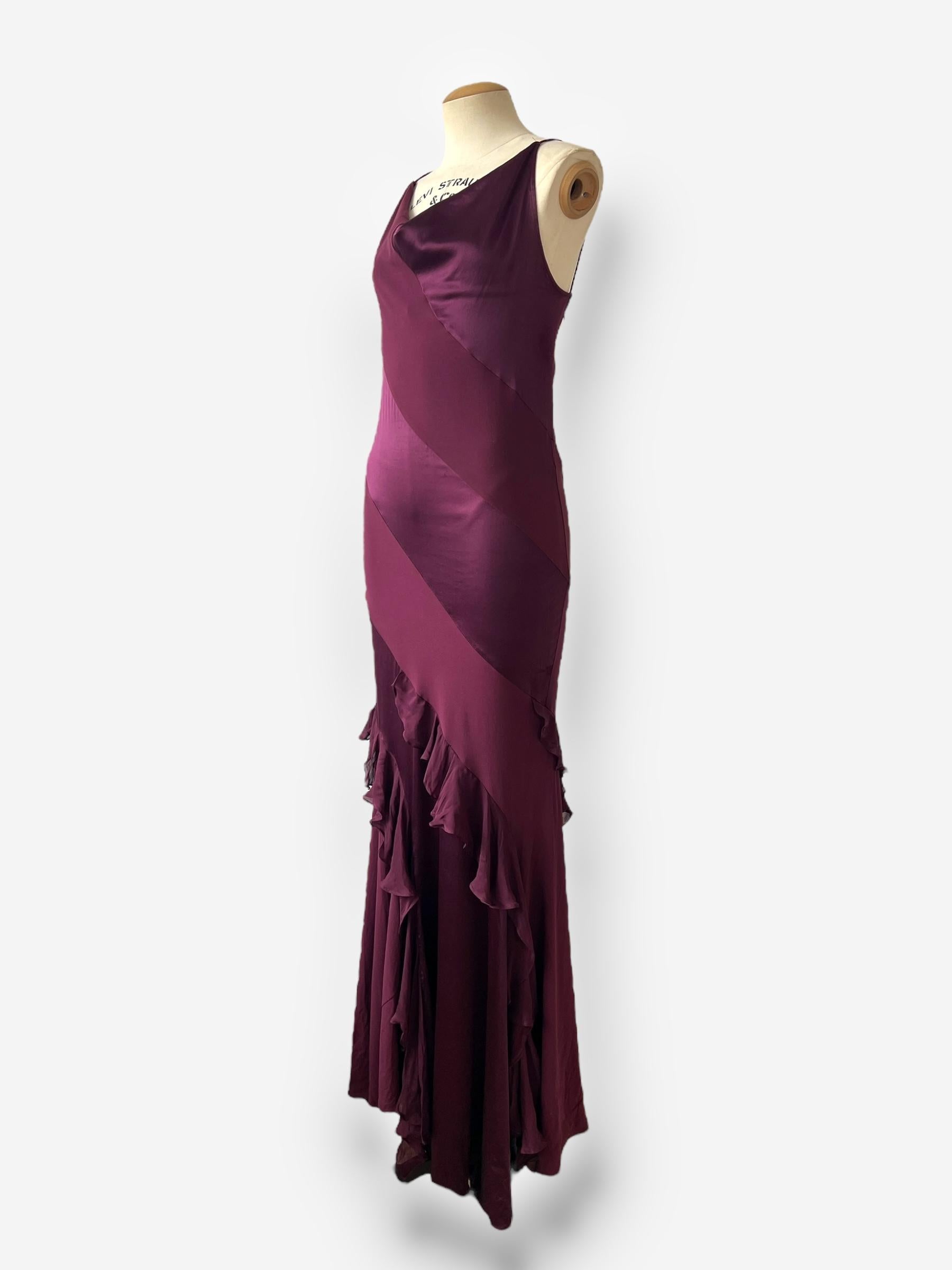 Roberto Cavalli F/W 2004 - Robe de soirée à manches longues en soie rouge bourgogne en vente 5