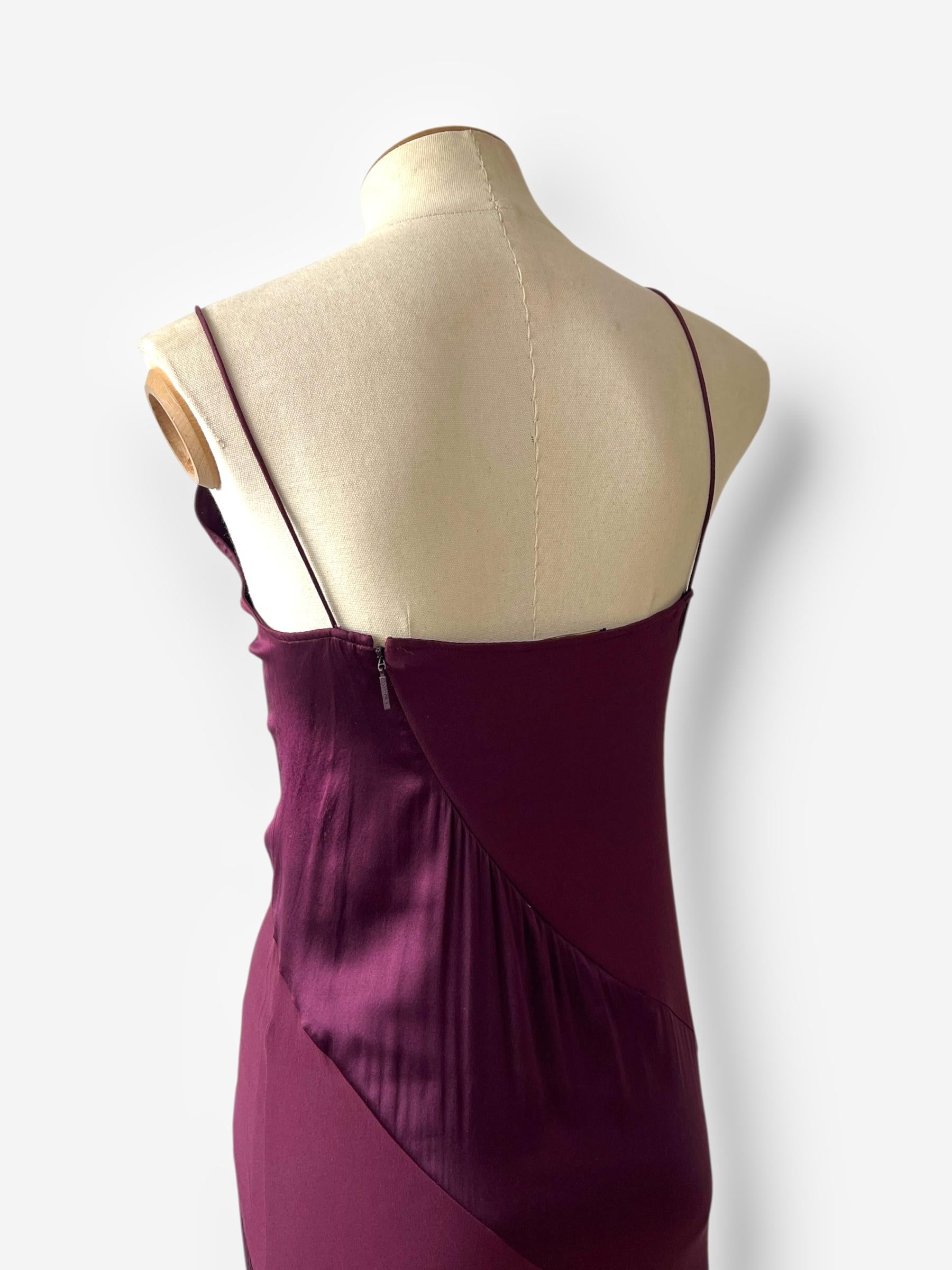 Roberto Cavalli F/W 2004 - Robe de soirée à manches longues en soie rouge bourgogne en vente 7