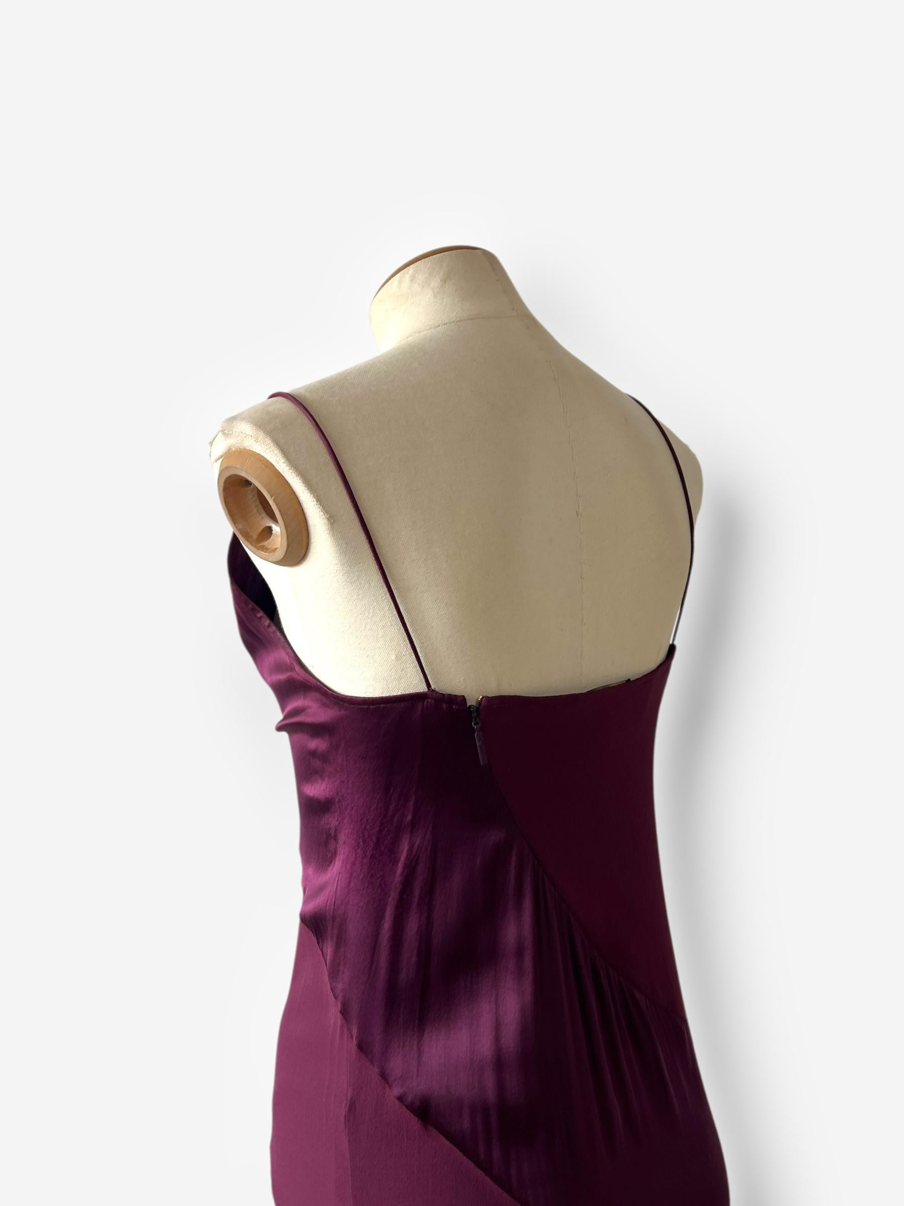 Roberto Cavalli F/W 2004 - Robe de soirée à manches longues en soie rouge bourgogne en vente 8