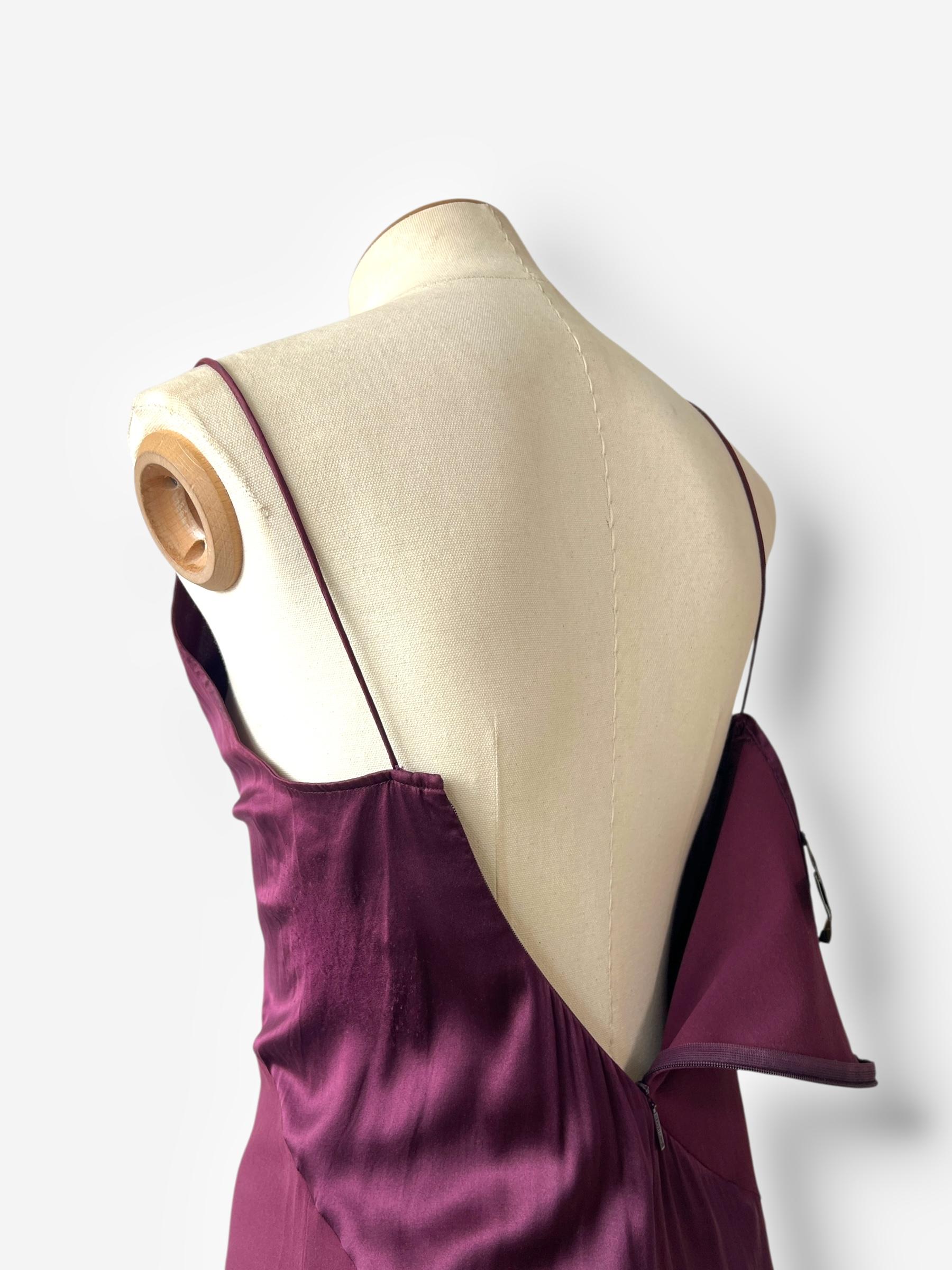 Roberto Cavalli F/W 2004 - Robe de soirée à manches longues en soie rouge bourgogne en vente 9