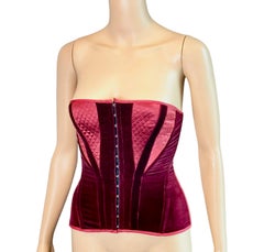 Roberto Cavalli F/W 2004 Bustier Lace-Up Corset Colorblock Velvet Top