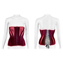 Roberto Cavalli F/W 2004 Bustier Lace-Up Corset Colorblock Velvet Top