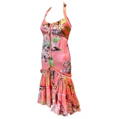 Roberto Cavalli F/W 2004 Bustier Kleid mit tiefem Ausschnitt und Blumendruck