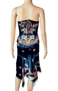 Conjunto de 2 piezas Roberto Cavalli F/W 2004 Corset Bustier Crop Top & Skirt
