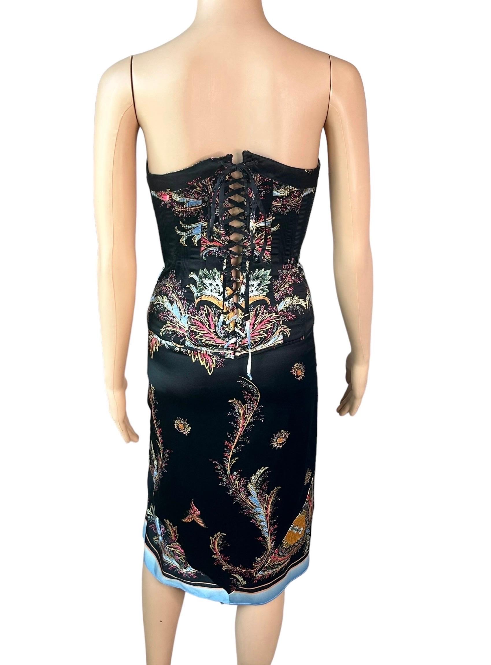 Roberto Cavalli A/I 2004 Corsetto Bustier Crop Top & Gonna Set 2 Pezzi Ensemble In condizioni buone in vendita a Naples, FL