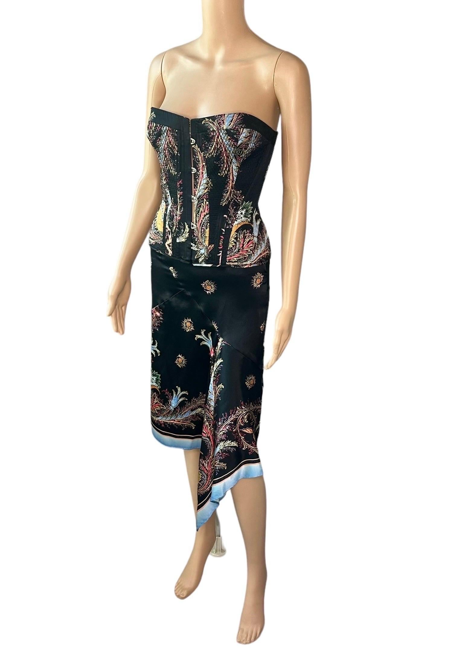 Roberto Cavalli A/I 2004 Corsetto Bustier Crop Top & Gonna Set 2 Pezzi Ensemble in vendita 2
