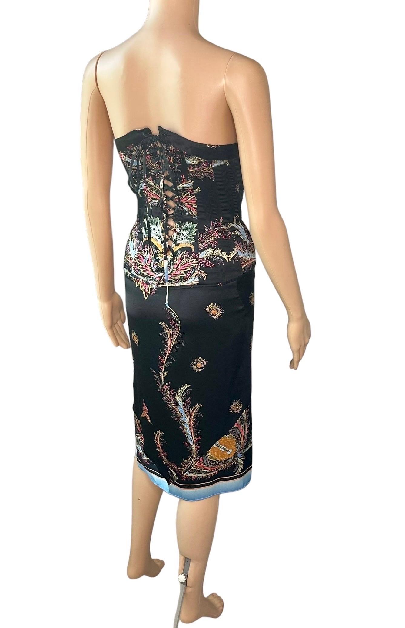 Roberto Cavalli A/I 2004 Corsetto Bustier Crop Top & Gonna Set 2 Pezzi Ensemble in vendita 3