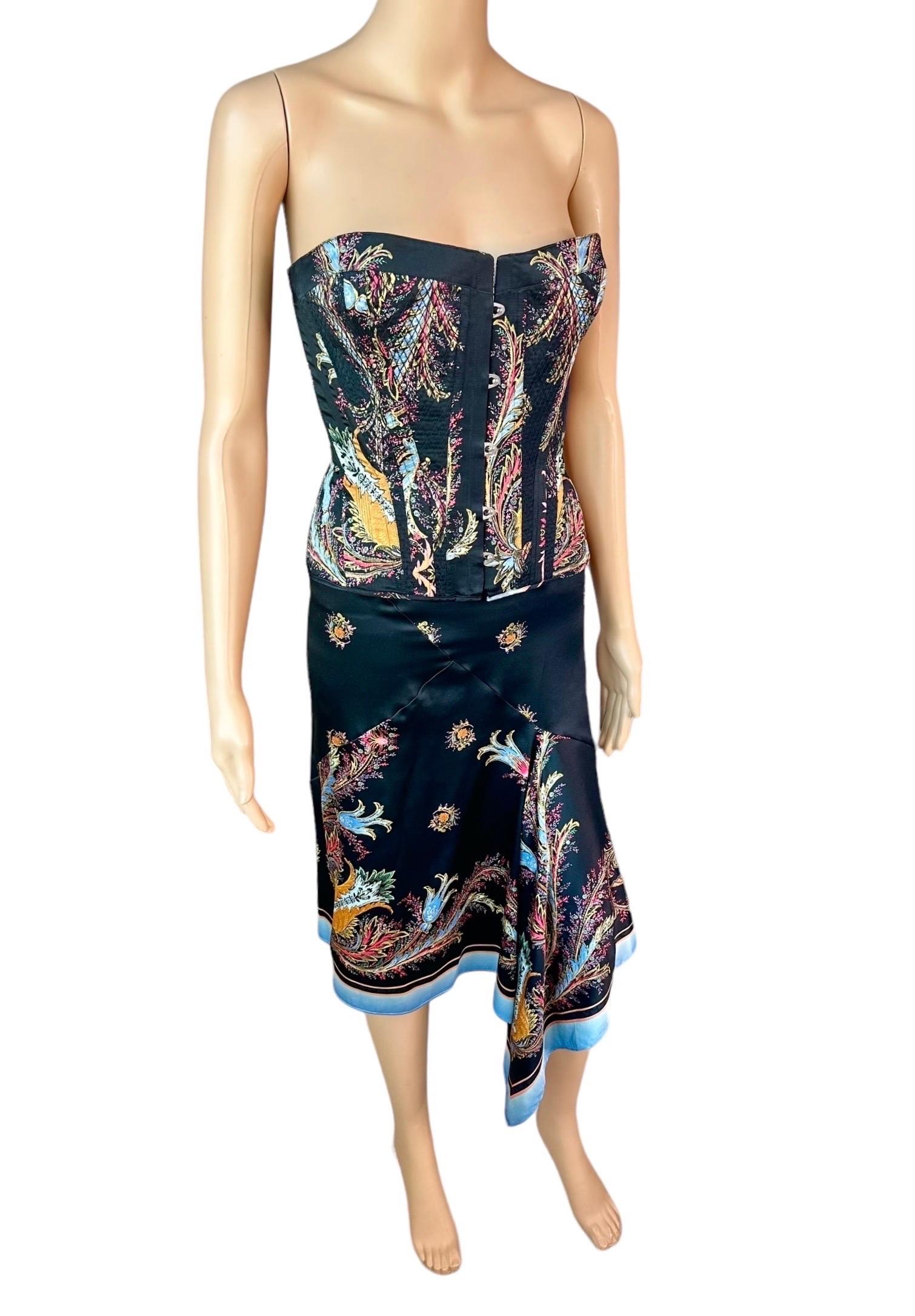 Roberto Cavalli A/I 2004 Corsetto Bustier Crop Top & Gonna Set 2 Pezzi Ensemble in vendita 4