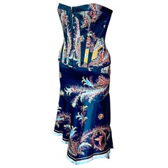 Roberto Cavalli F/W 2004 Corset Bustier Crop Top & Skirt 2 Piece Set Ensemble