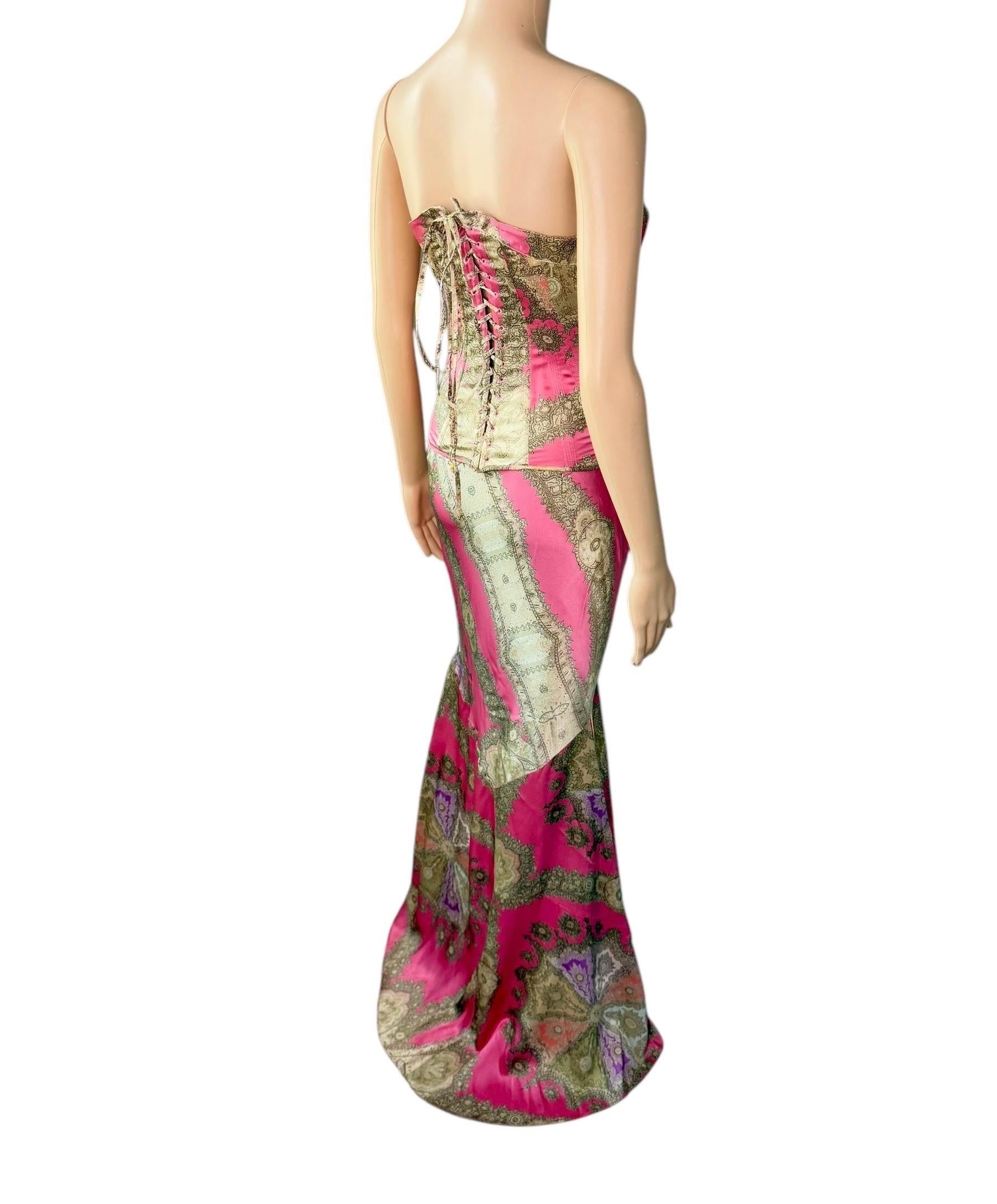 Roberto Cavalli F/W 2004 Corset Bustier Top & Maxi Skirt 2 Piece Set Ensemble 5
