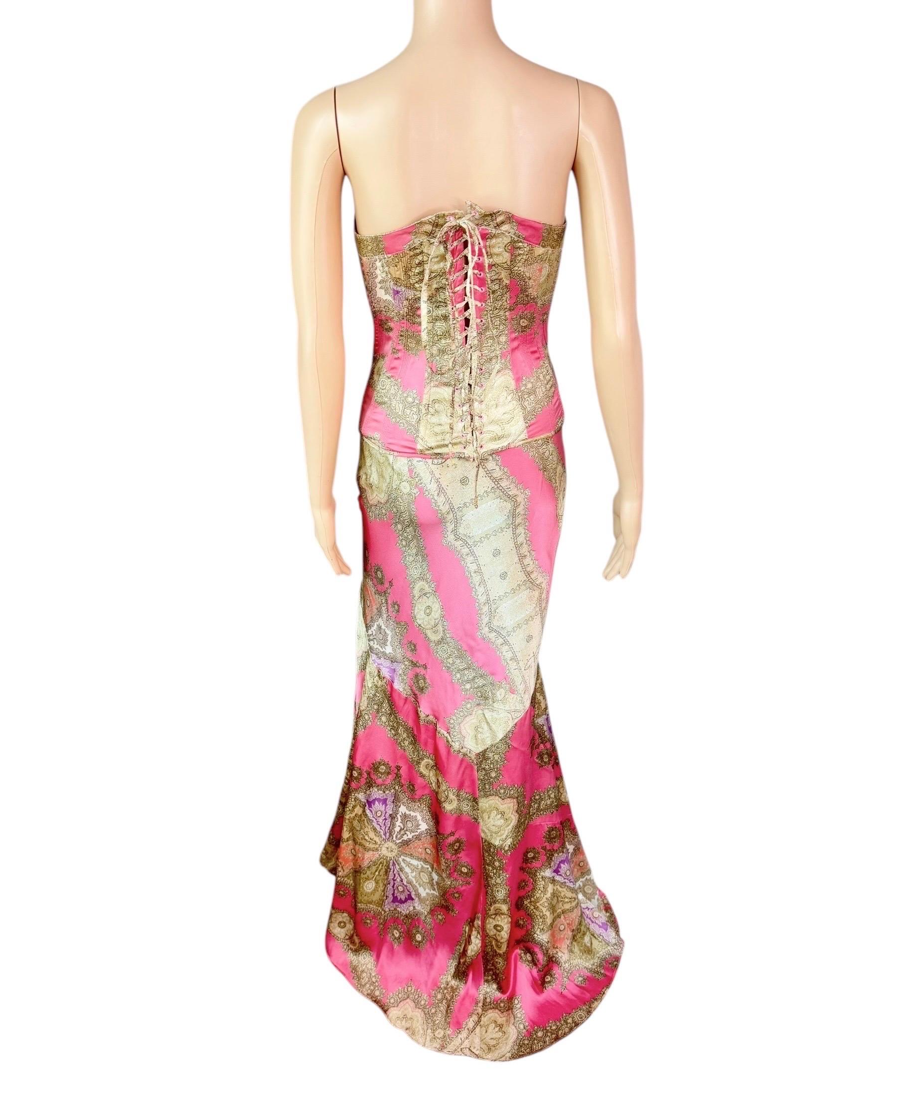 Roberto Cavalli F/W 2004 Corset Bustier Top & Maxi Skirt 2 Piece Set Ensemble 1