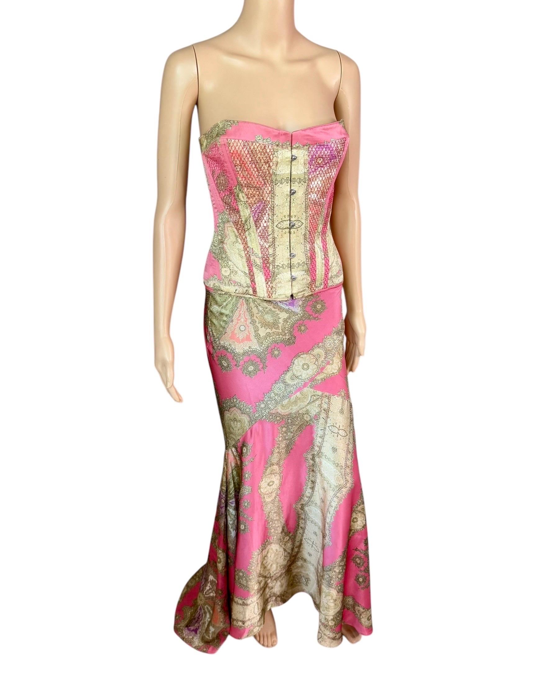 Roberto Cavalli F/W 2004 Corset Bustier Top & Maxi Skirt 2 Piece Set Ensemble 2