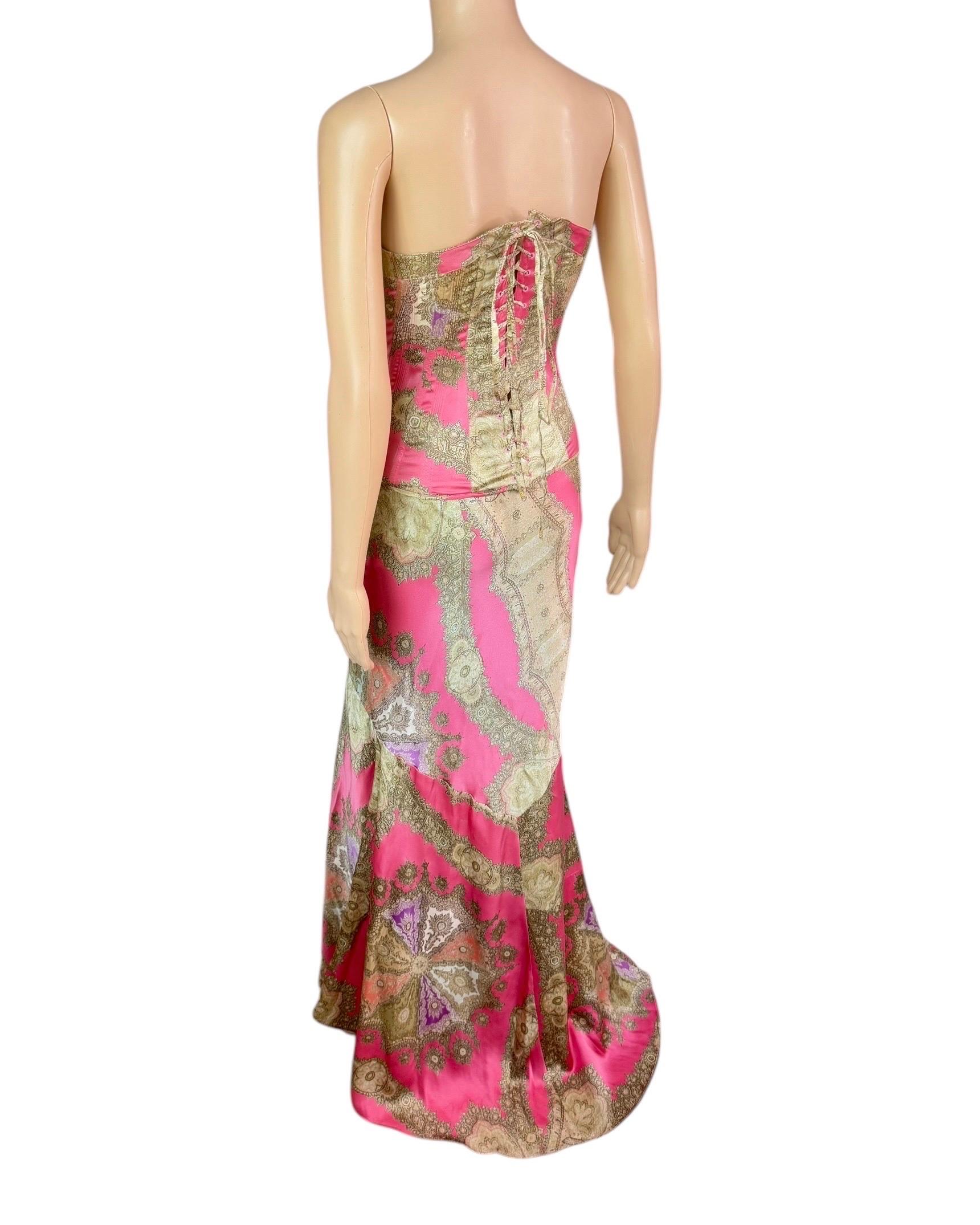 Roberto Cavalli F/W 2004 Corset Bustier Top & Maxi Skirt 2 Piece Set Ensemble 3