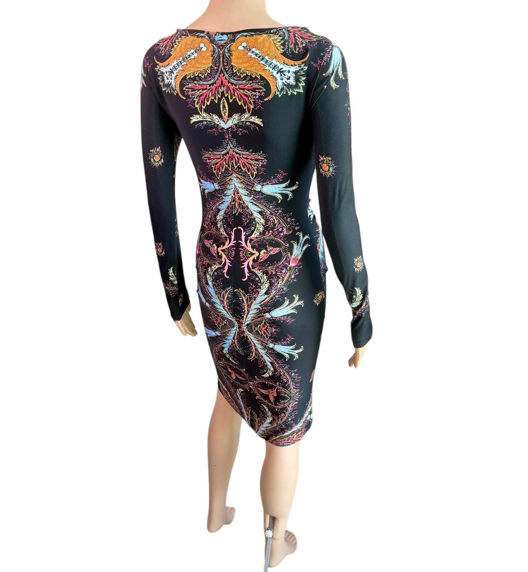 Roberto Cavalli F/W 2004 Leather Lace Up Plunging Ruched Dress For Sale 5