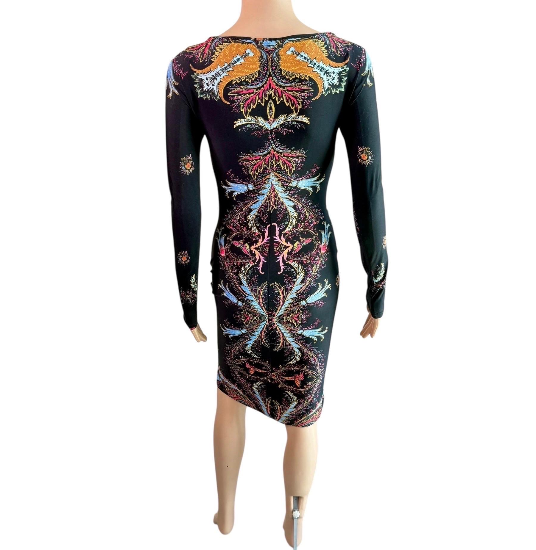 Roberto Cavalli F/W 2004 Leather Lace Up Plunging Ruched Dress For Sale 7