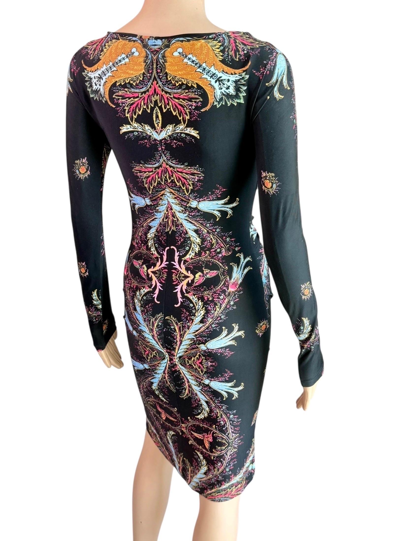 Roberto Cavalli F/W 2004 Leather Lace Up Plunging Ruched Dress For Sale 3