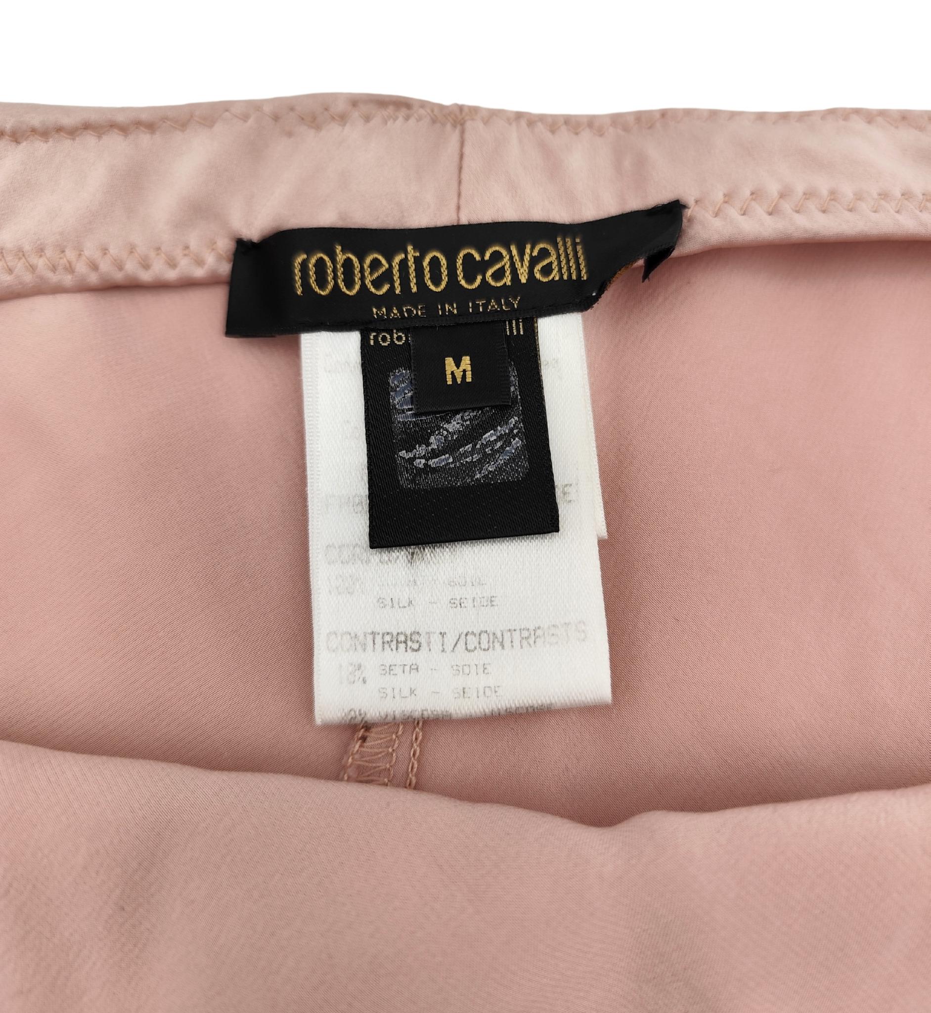 Roberto Cavalli F/W 2004 pink silk and velvet embroidered skirt 11