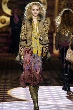 Roberto Cavalli F/W 2004 pink silk and velvet embroidered skirt