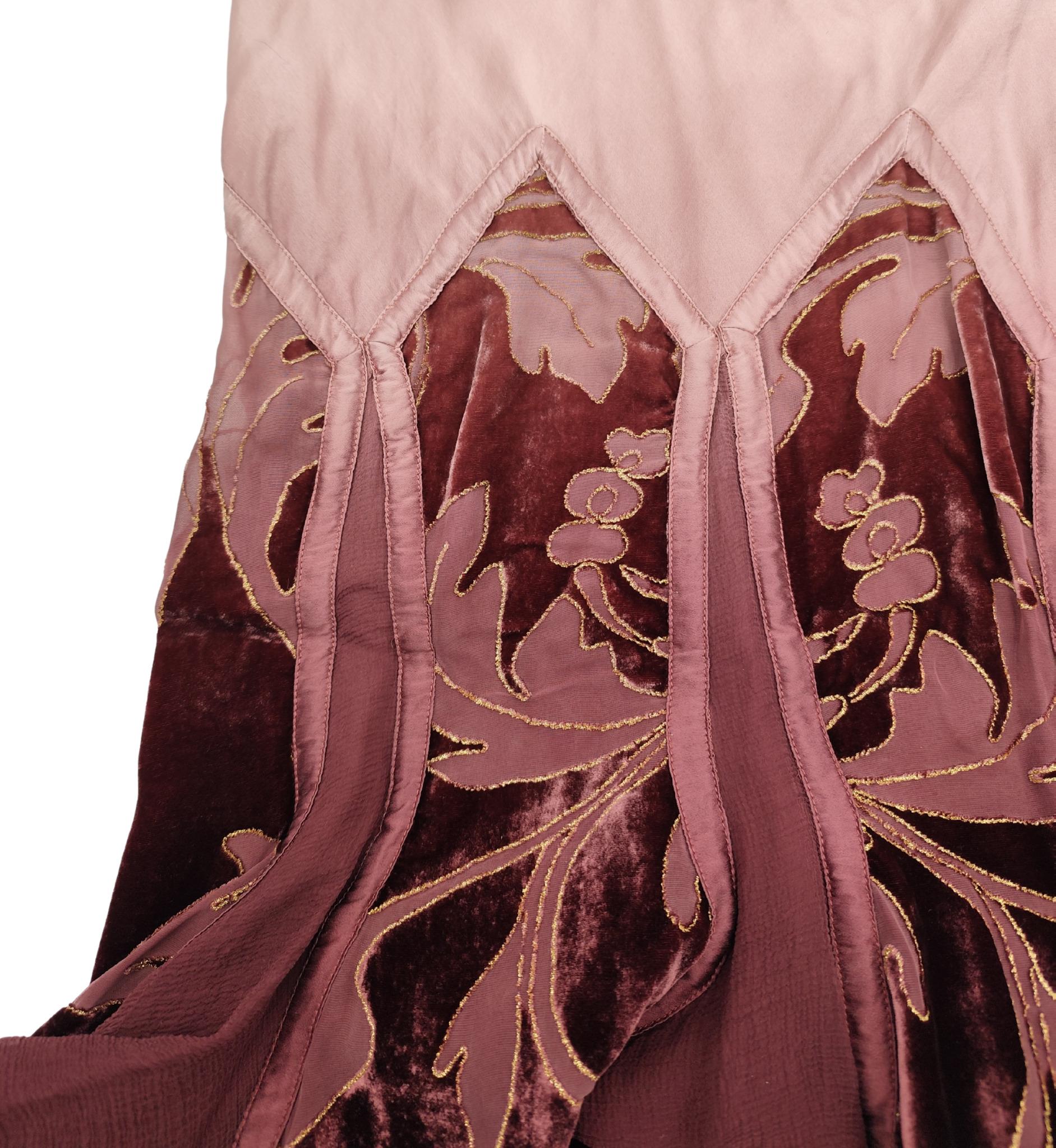 Roberto Cavalli F/W 2004 pink silk and velvet embroidered skirt 2