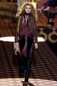 Roberto Cavalli F/W 2004 purple velvet jacket and skirt set