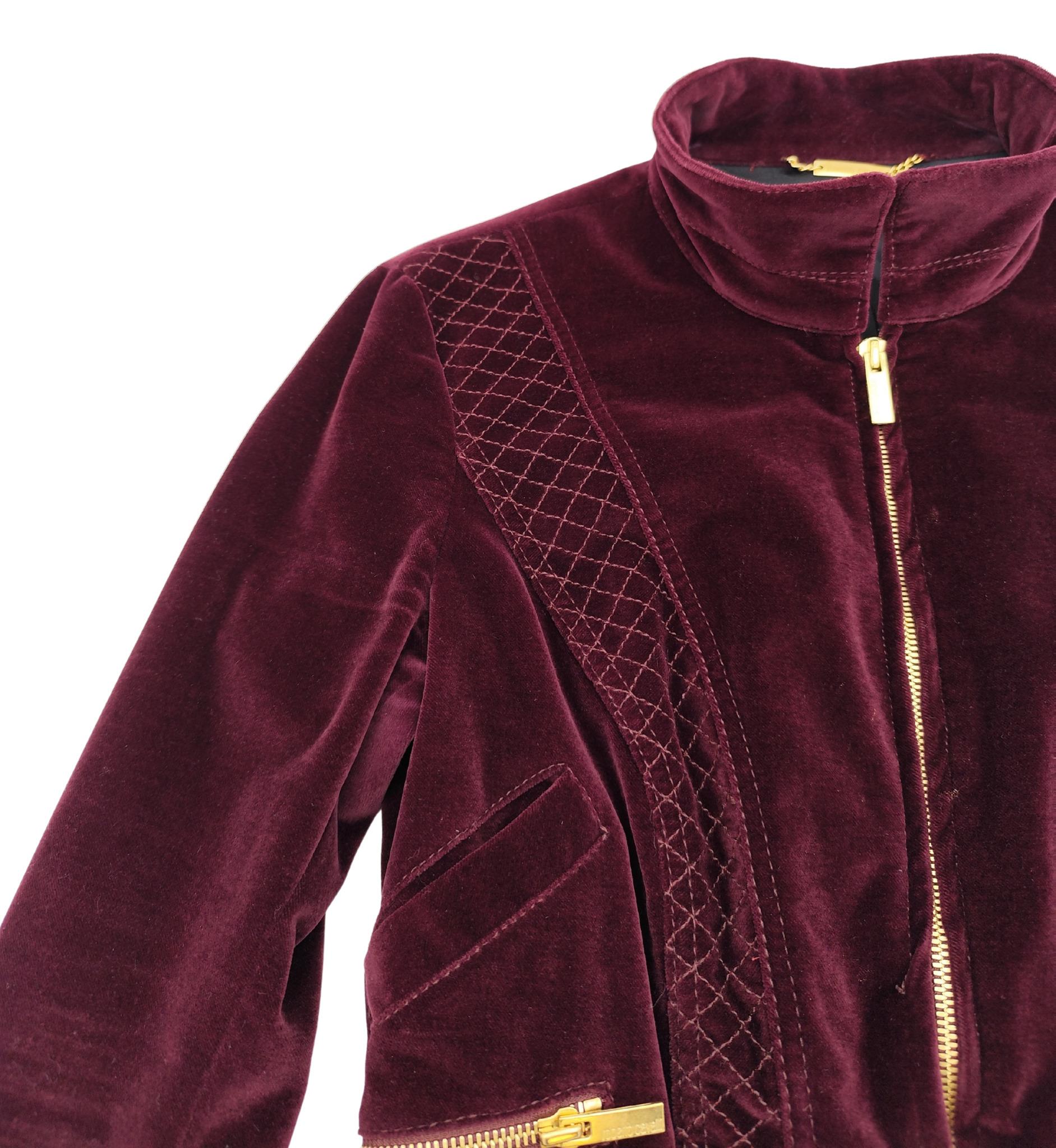 Roberto Cavalli F/W 2004 purple velvet jacket and skirt set For Sale 1