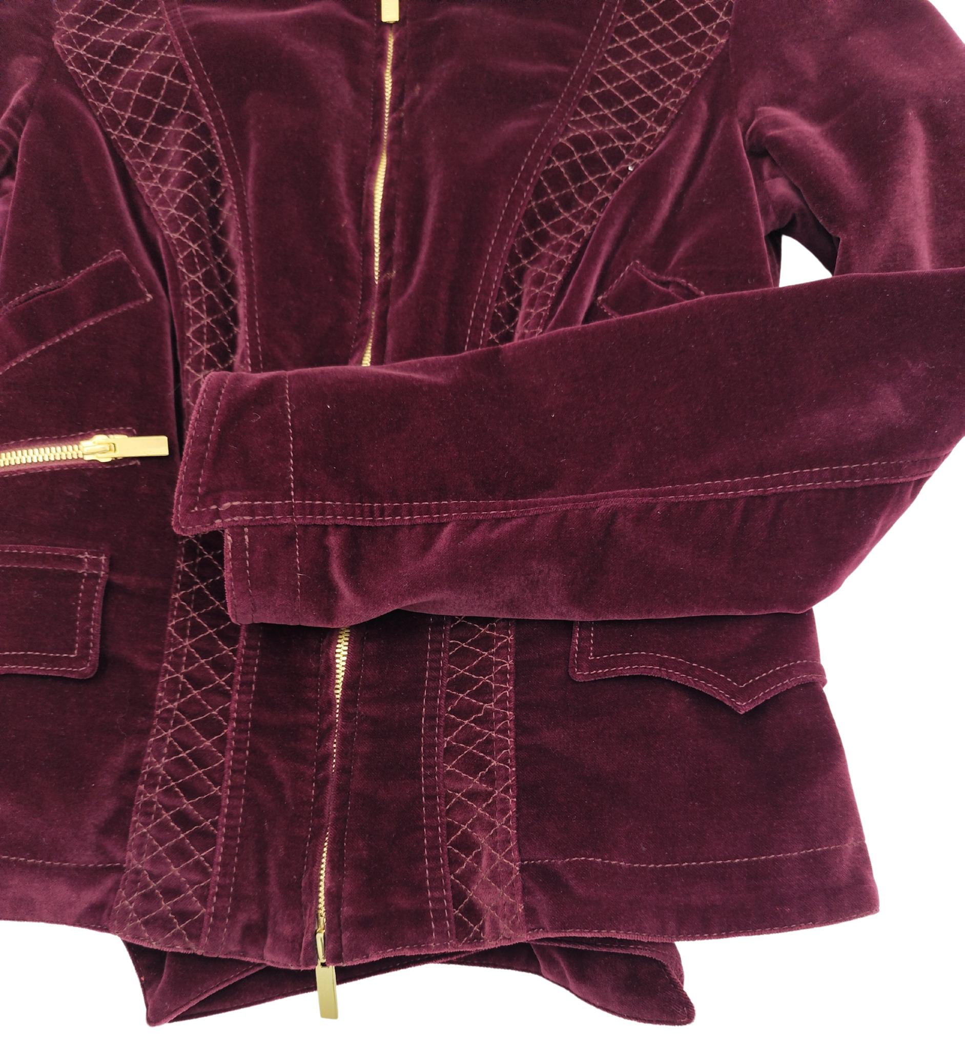 Roberto Cavalli F/W 2004 purple velvet jacket and skirt set For Sale 2