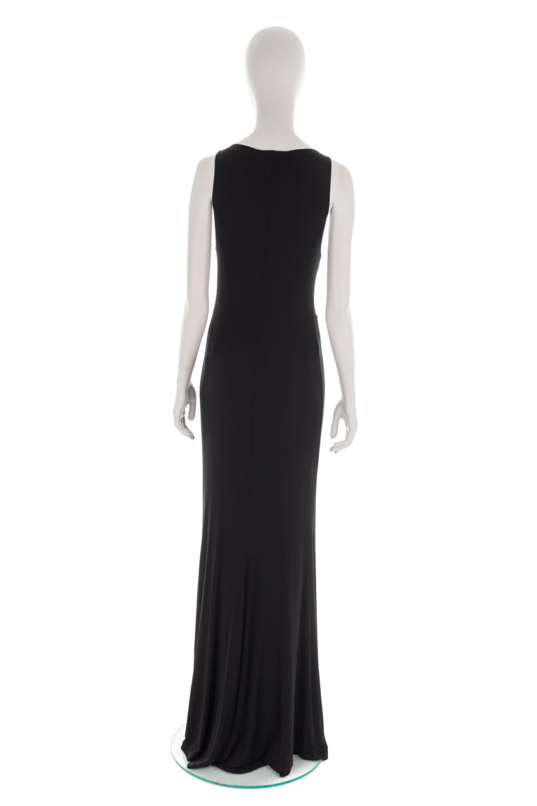 Roberto Cavalli F/W 2005 black plunging dress with gold snake ring at  1stDibs