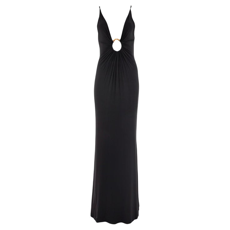 Roberto Cavalli F/W 2005 black plunging dress with gold snake ring at 1stDibs Roberto Cavalli F/W 2005 black plunging dress with gold snake ring at 1stDibs