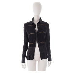 Roberto Cavalli F/W 2005 black studded silk shirt