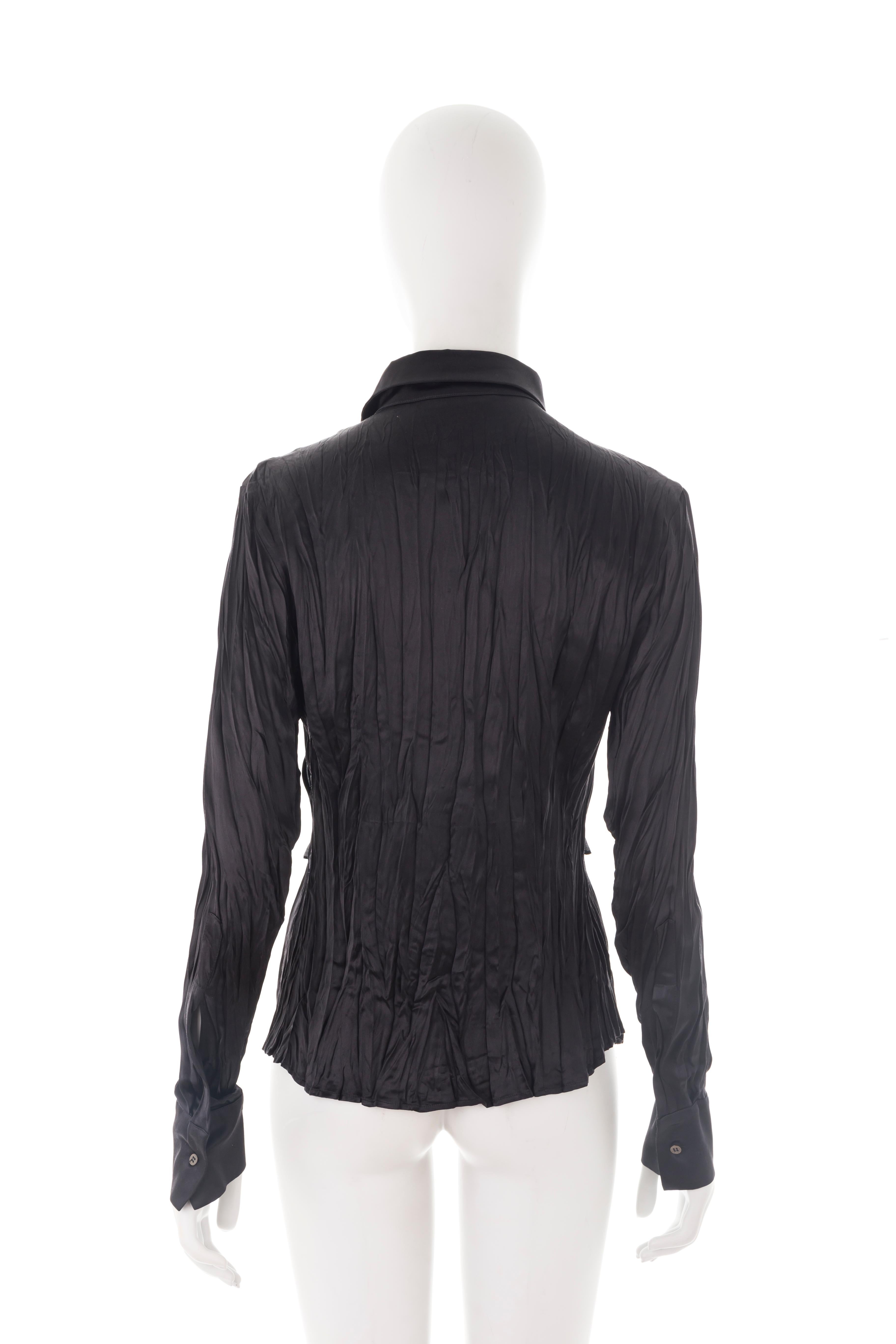 Women's Roberto Cavalli F/W 2005 black studded silk shirt For Sale