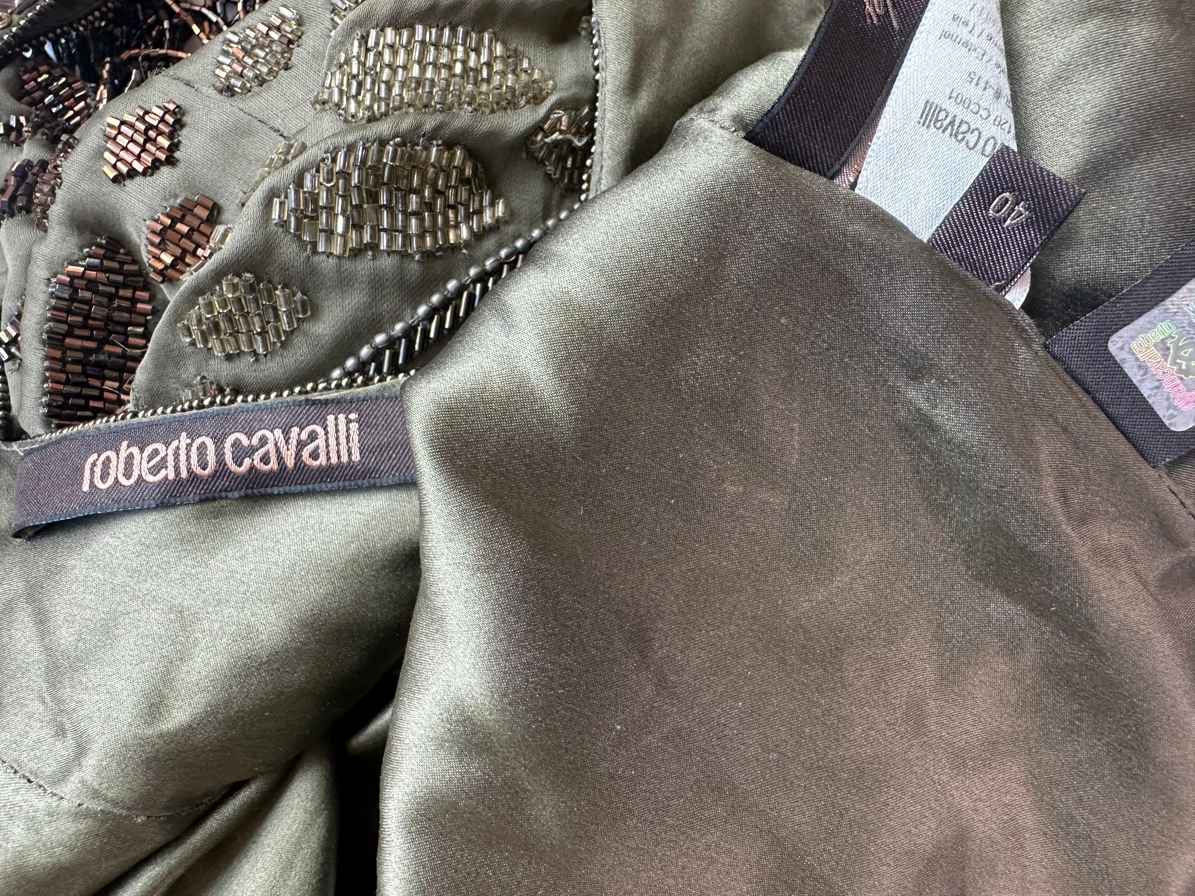 Roberto Cavalli H/W 2006 Verschönertes, perlenbesetztes, Fransenbesetztes Flapper-Minikleid mit offenem Rückenausschnitt im Angebot 9