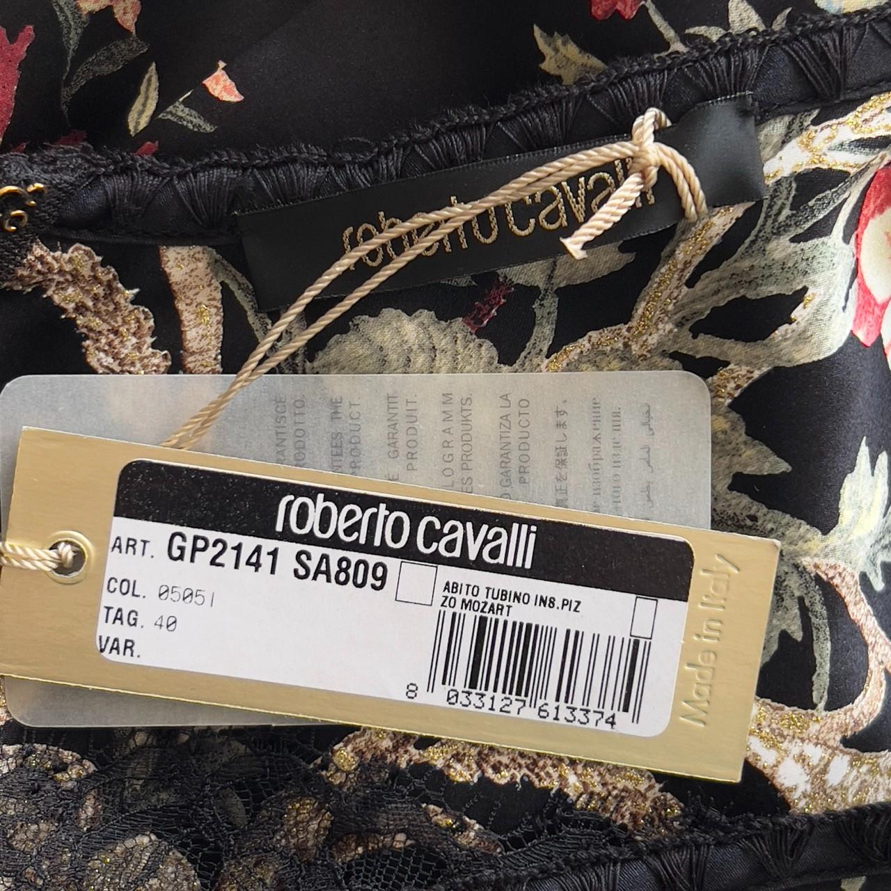 De las mujeres Roberto Cavalli F/W 2006 Vestido Bodycon Floral de Seda Negra en venta