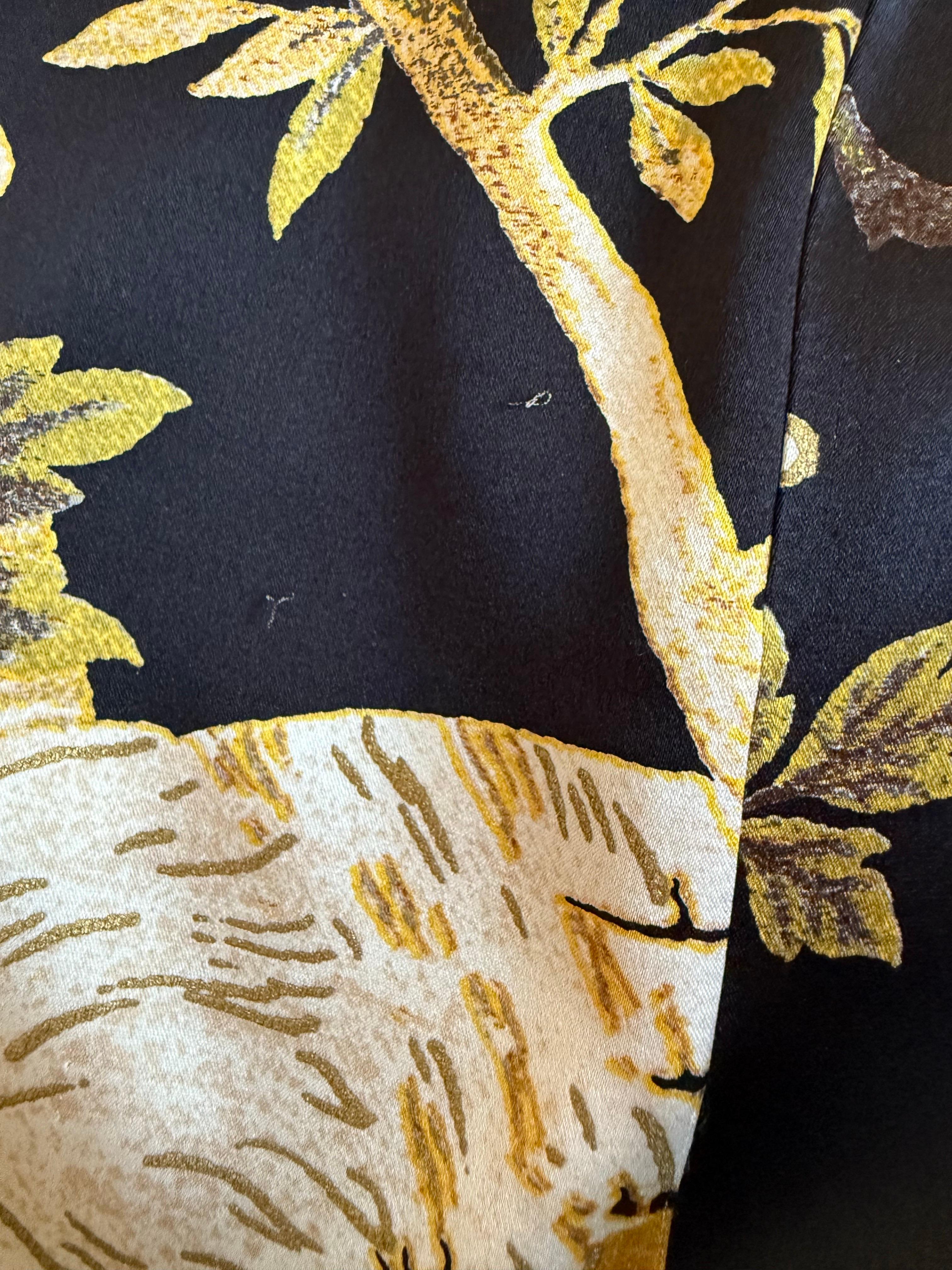 ROBERTO CAVALLI F/W 2006 Runway Bird & Floral Print Stretch Silk Midi Dress For Sale 7