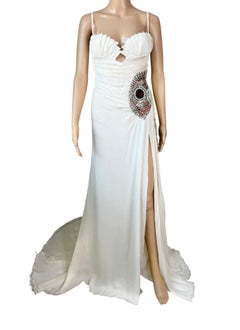 Roberto Cavalli F/W 2006 Runway Bustier Embellished Fan High Slit Evening Dress