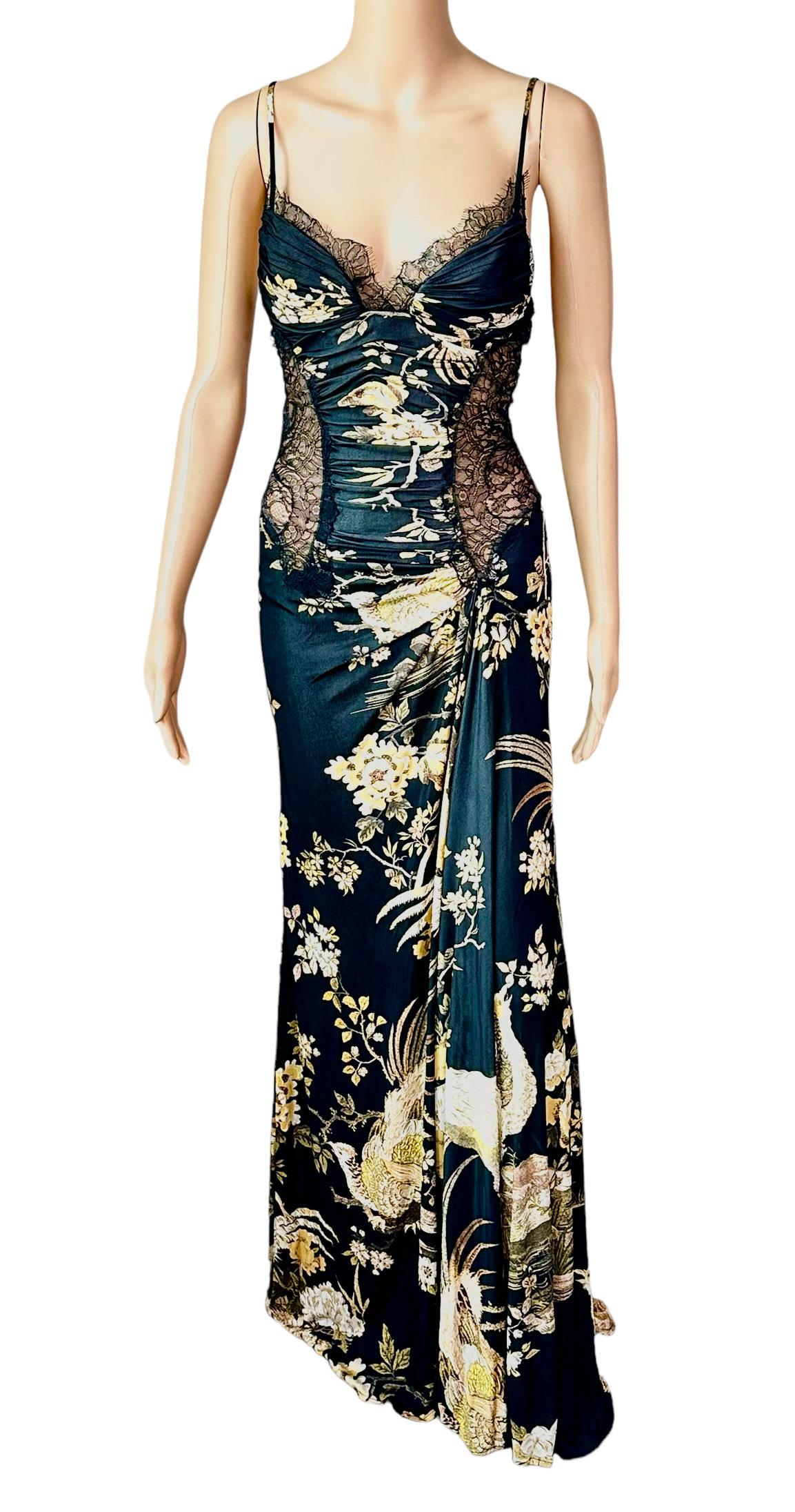 Roberto Cavalli F/W 2006 Unworn Bustier Sheer Lace Panels Floral Evening Dress For Sale 1